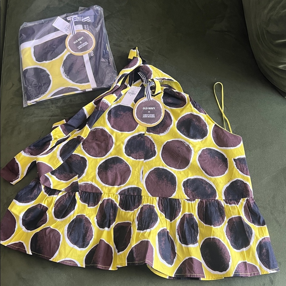 Old Navy Polka Dot Ruffle Tank Top - Yellow & Brown